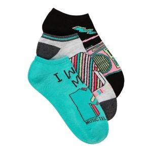 🔥MTV Music Television Y2K 90s Women's 3 Pack No Show Socks